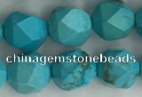 CWB890 15.5 inches 8mm faceted nuggets howlite turquoise beads