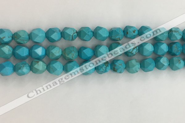 CWB890 15.5 inches 8mm faceted nuggets howlite turquoise beads