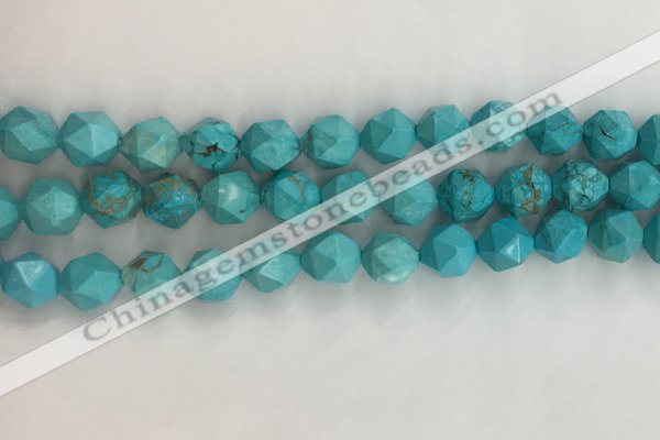 CWB891 15.5 inches 10mm faceted nuggets howlite turquoise beads