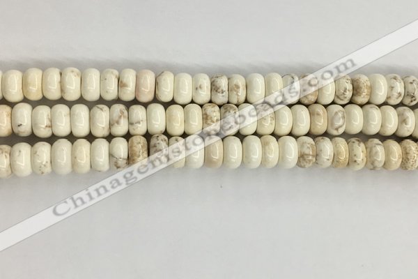 CWB896 15.5 inches 5*8mm rondelle white howlite turquoise beads