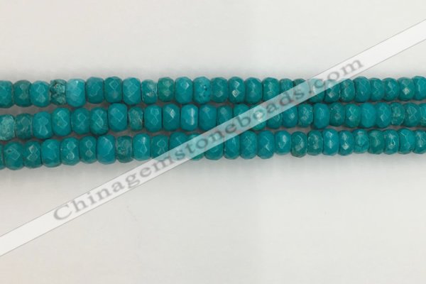 CWB903 15.5 inches 5*8mm faceted rondelle howlite turquoise beads