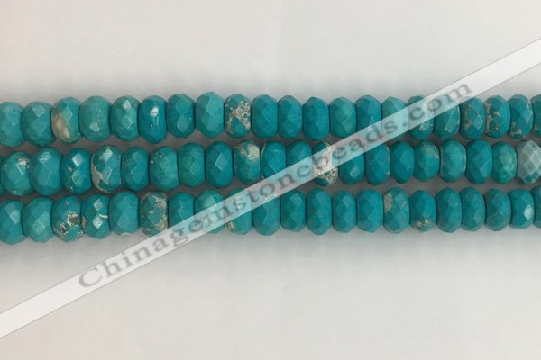 CWB905 15.5 inches 6*10mm faceted rondelle howlite turquoise beads