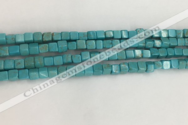 CWB909 15.5 inches 4*4mm cube howlite turquoise beads wholesale