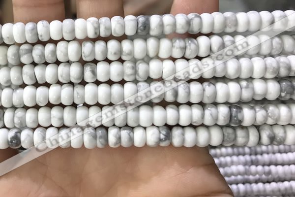 CWB917 15.5 inches 4*6mm rondelle white howlite turquoise beads