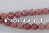 CWF01 15.5 inches 6mm faceted round pink wooden fossil jasper beads