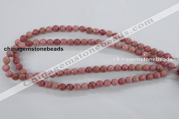 CWF01 15.5 inches 6mm faceted round pink wooden fossil jasper beads