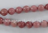 CWF02 15.5 inches 8mm faceted round pink wooden fossil jasper beads