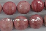 CWF07 15.5 inches 18mm faceted round pink wooden fossil jasper beads