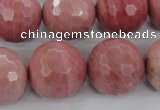 CWF08 15.5 inches 20mm faceted round pink wooden fossil jasper beads