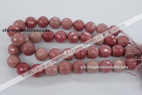 CWF08 15.5 inches 20mm faceted round pink wooden fossil jasper beads