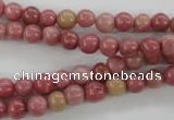 CWF11 15.5 inches 6mm round pink wooden fossil jasper beads wholesale