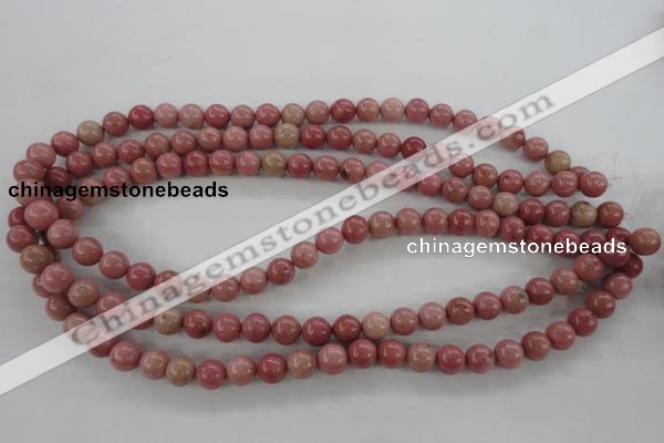 CWF12 15.5 inches 8mm round pink wooden fossil jasper beads wholesale