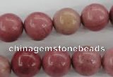 CWF16 15.5 inches 14mm round pink wooden fossil jasper beads wholesale