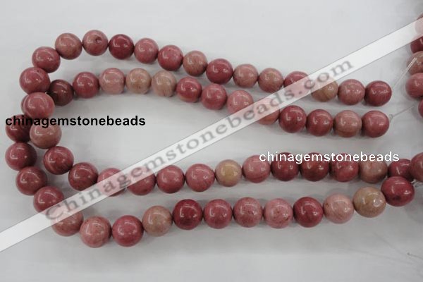 CWF16 15.5 inches 14mm round pink wooden fossil jasper beads wholesale