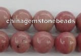 CWF17 15.5 inches 16mm round pink wooden fossil jasper beads wholesale