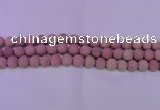 CWF20 15.5 inches 4mm round matte pink wooden fossil jasper beads