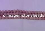 CWF21 15.5 inches 6mm round matte pink wooden fossil jasper beads