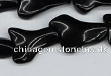 CWG01 15.5 inches 18*25mm wavy freeform black agate gemstone beads