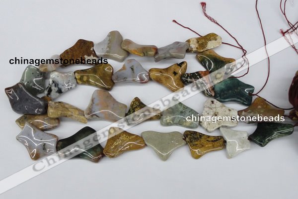 CWG02 15.5 inches 25*33mm wavy freeform ocean agate gemstone beads