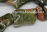 CWG05 15.5 inches 25*33mm wavy freeform unakite gemstone beads