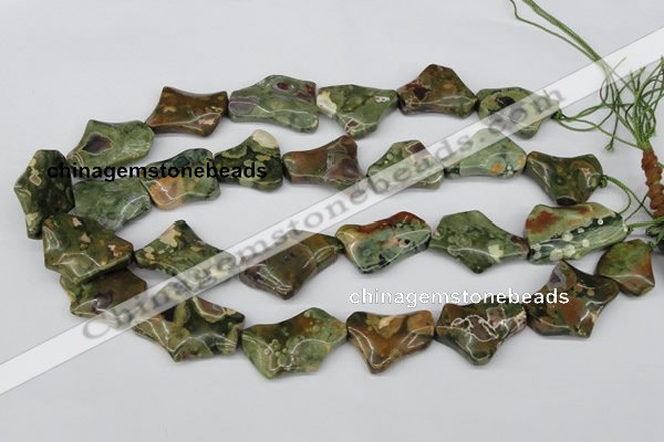 CWG08 15.5 inches 25*33mm wavy freeform rhyolite gemstone beads