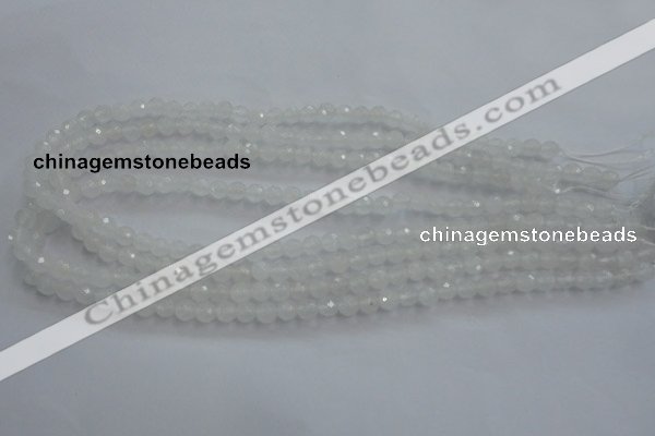 CWH02 15.5 inches 6mm faceted round white jade beads wholesale