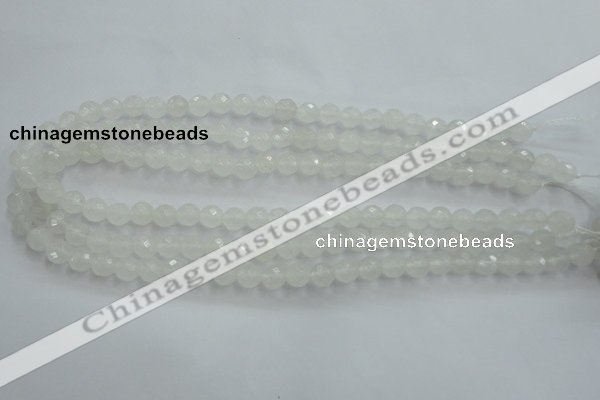 CWH03 15.5 inches 8mm faceted round white jade beads wholesale