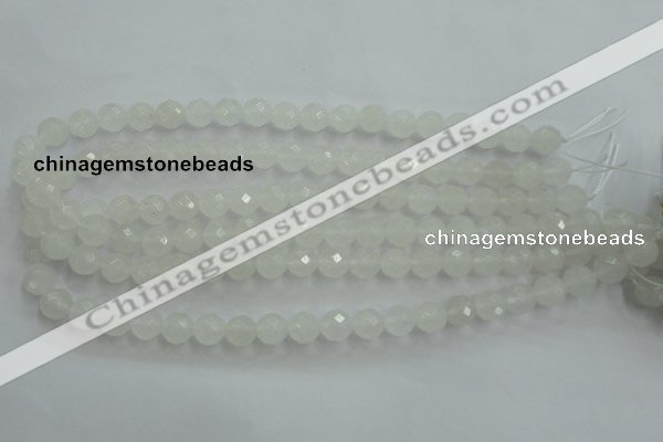 CWH04 15.5 inches 10mm faceted round white jade beads wholesale