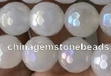 CWH61 15.5 inches 8mm faceted round AB-color white jade beads