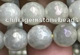 CWH71 15.5 inches 8mm faceted round AB-color white jade beads