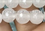 CWH78 15.5 inches 8mm faceted round white jade beads wholesale