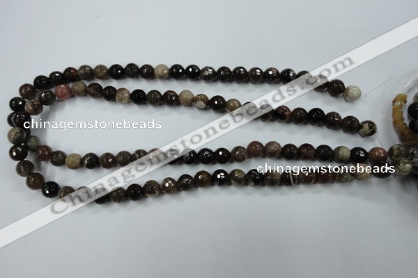 CWJ211 15.5 inches 6mm faceted round wood jasper gemstone beads