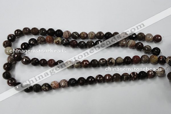 CWJ213 15.5 inches 10mm faceted round wood jasper gemstone beads