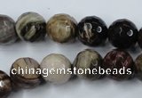 CWJ214 15.5 inches 12mm faceted round wood jasper gemstone beads