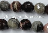 CWJ215 15.5 inches 14mm faceted round wood jasper gemstone beads