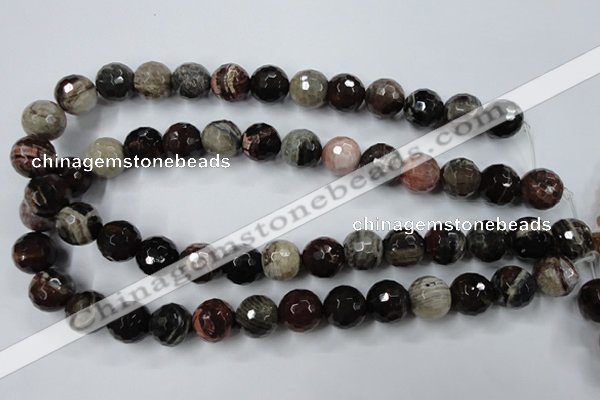 CWJ216 15.5 inches 16mm faceted round wood jasper gemstone beads