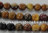 CWJ302 15.5 inches 8mm faceted round wood jasper gemstone beads