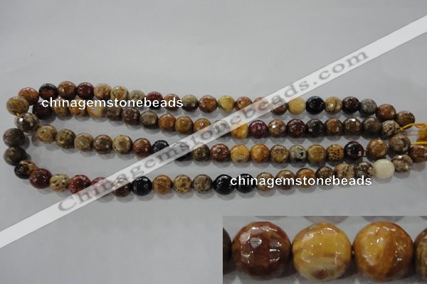 CWJ302 15.5 inches 8mm faceted round wood jasper gemstone beads