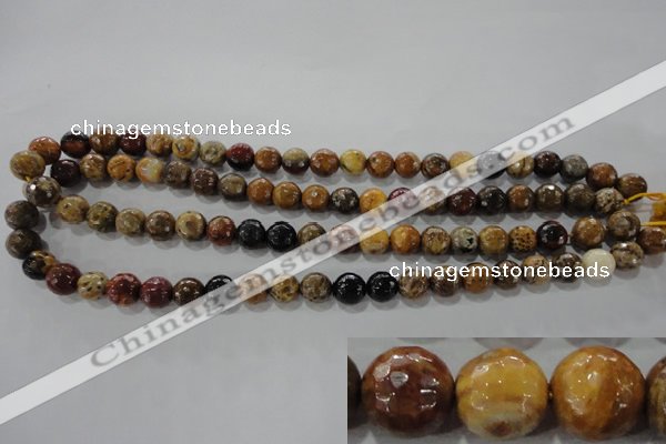 CWJ303 15.5 inches 9mm faceted round wood jasper gemstone beads