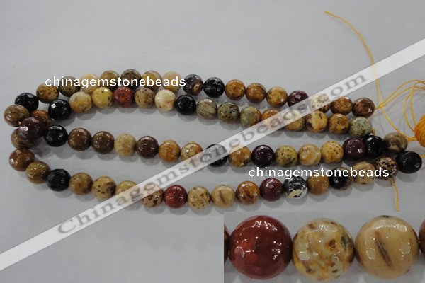 CWJ304 15.5 inches 10mm faceted round wood jasper gemstone beads