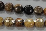 CWJ306 15.5 inches 12mm faceted round wood jasper gemstone beads