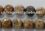 CWJ307 15.5 inches 14mm faceted round wood jasper gemstone beads