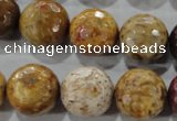 CWJ309 15.5 inches 16mm faceted round wood jasper gemstone beads