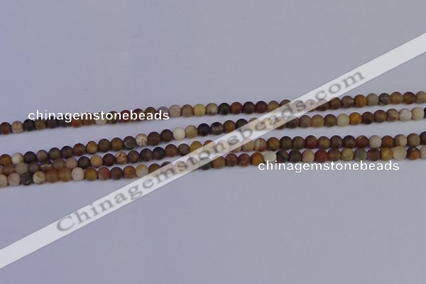 CWJ410 15.5 inches 4mm round matte wood jasper beads wholesale