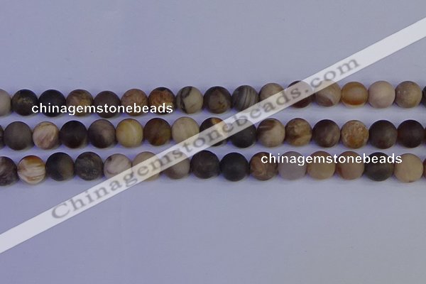 CWJ414 15.5 inches 12mm round matte wood jaspe beads wholesale