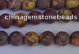 CWJ421 15.5 inches 6mm round matte wood eye jasper beads