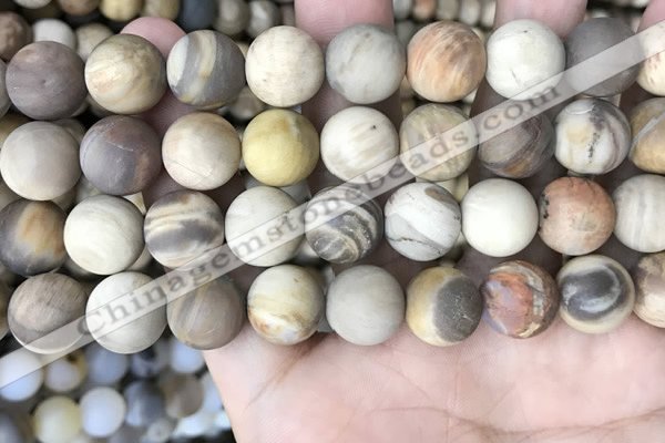 CWJ444 15.5 inches 12mm round matte wood jasper beads wholesale