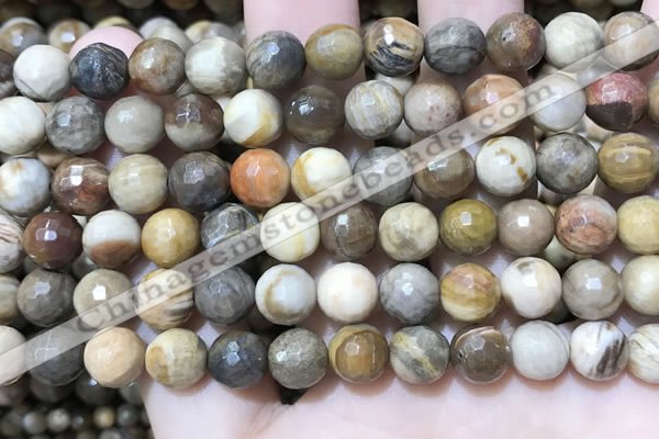 CWJ452 15.5 inches 8mm faceted round wood jasper beads wholesale