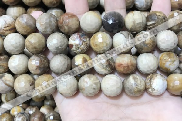 CWJ455 15.5 inches 14mm faceted round wood jasper beads wholesale