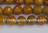 CWJ469 15.5 inches 6mm faceted round yellow petrified wood jasper beads